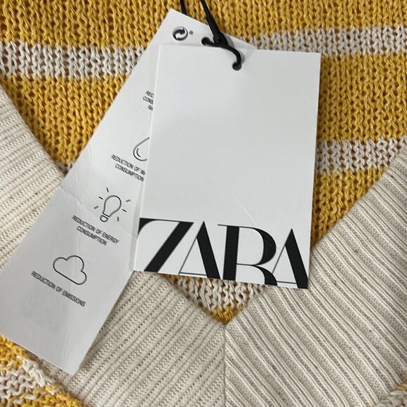 Zara Sweater Vest Oversized Striped Yellow Size Small NEW - Picture 10 of 11